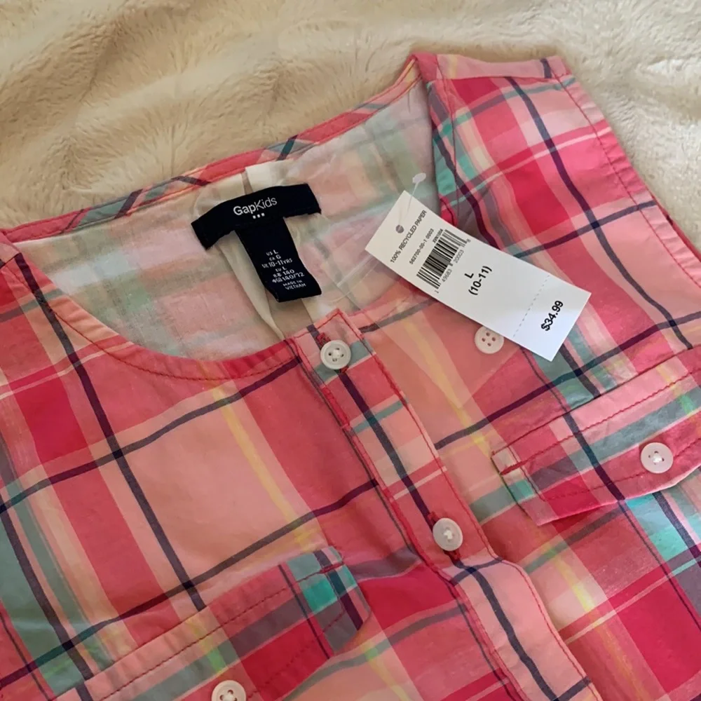 Gapkids pink plaid dress‎ size L (10-11) new with tag